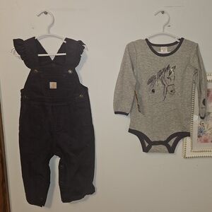 Carhartt Kids Purple Overalls And Long Sleeve